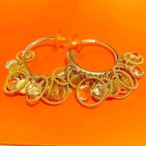 Jeweled multi-hoop pierced earrings OS